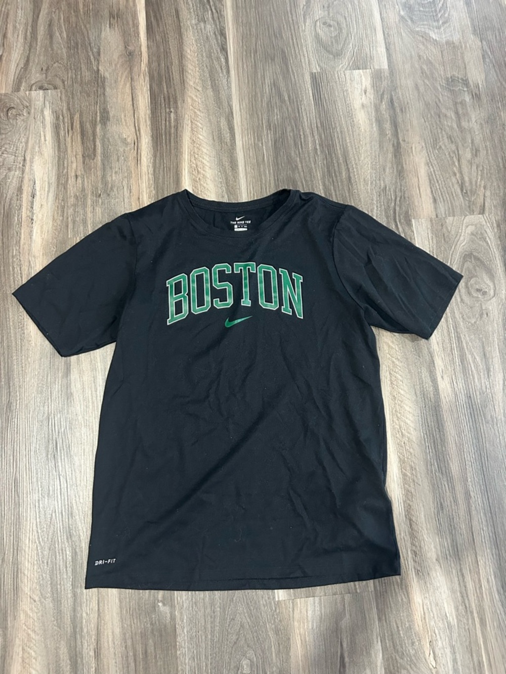 Nike Black Short-Sleeve Tee with Green Boston Logo